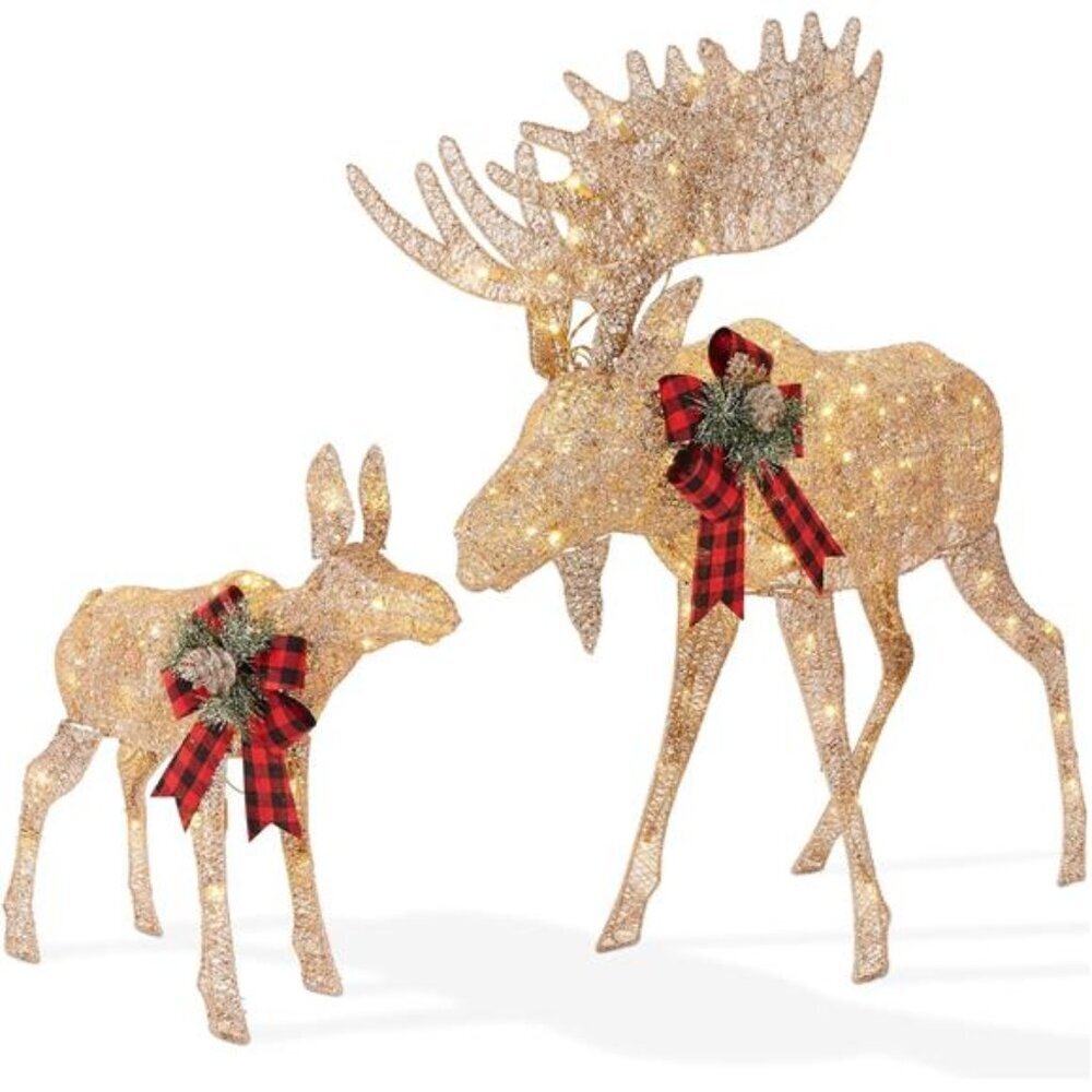 Lighted Moose Family Outdoor Christmas Yard Decor 5ft